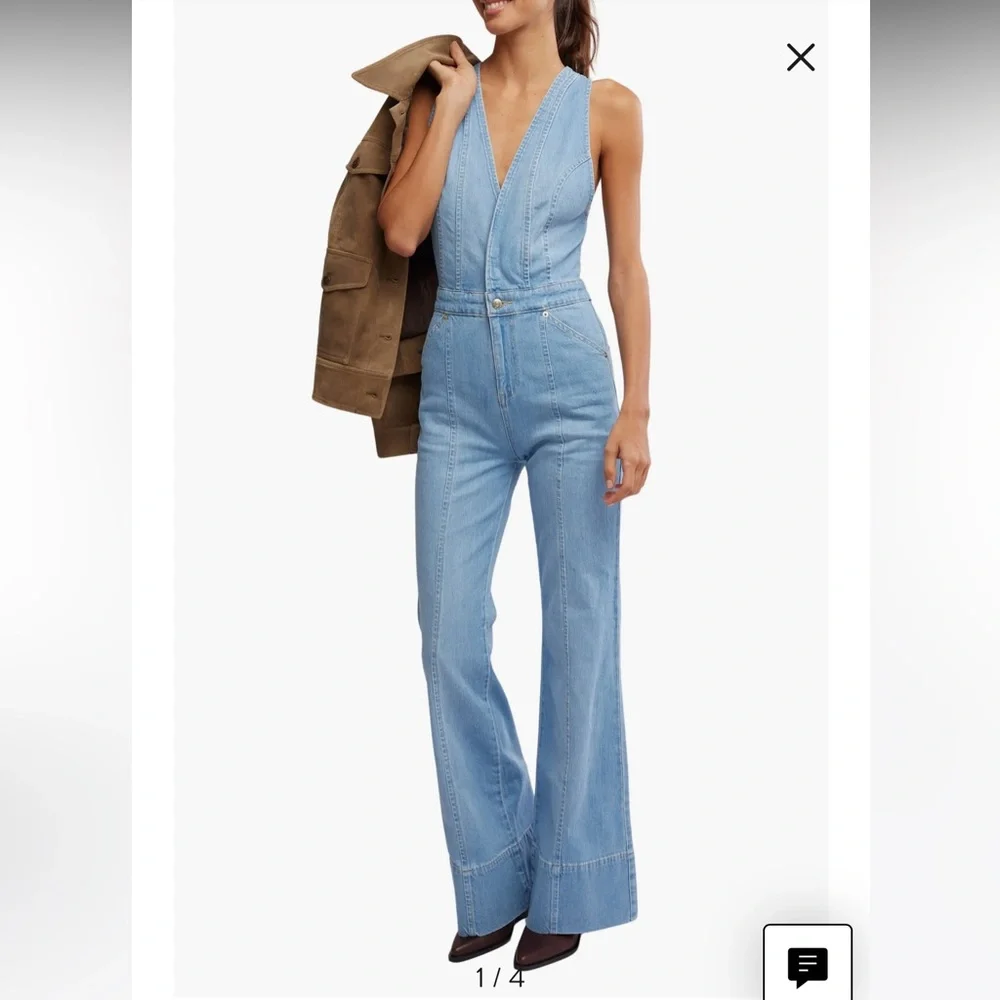 Free People Blue Flare Wide Leg Jeans‼️‼️ - Picture 3 of 8